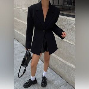 NEVA HU black designer jacket blazer slimming and casual, fall collection size S